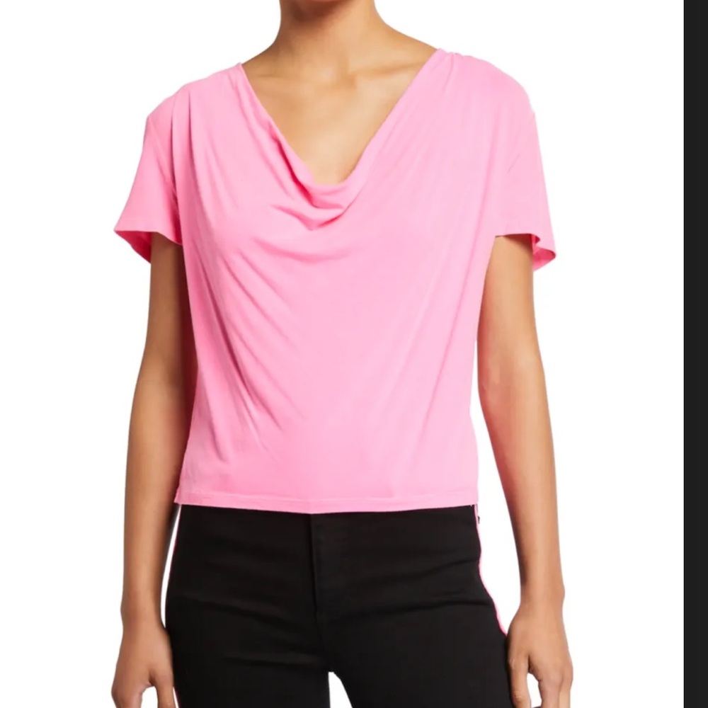 Alice + Olivia Jeans medium pink cowl neck tee